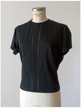 Cargar imagen en el visor de la galería, 1960s - Black Cotton Blouse - Sz L/XL
