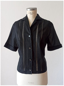 1950s 1960s - SWISS QUALITY - Cotton Blouse - Sz 48