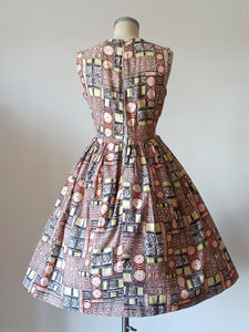 1950s 1960s - Gorgeous Abstract Cotton Dress - W30 (76cm)
