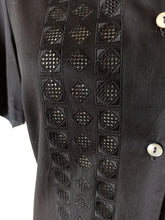 Charger l&#39;image dans la galerie, 1950s 1960s - Black Cotton Blouse - Sz 46
