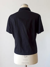 Charger l&#39;image dans la galerie, 1950s 1960s - Black Cotton Blouse - Sz 46
