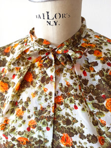 1950s 1960s - Floral Satin Bolero - W34 (86cm)