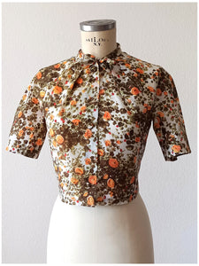 1950s 1960s - Floral Satin Bolero - W34 (86cm)