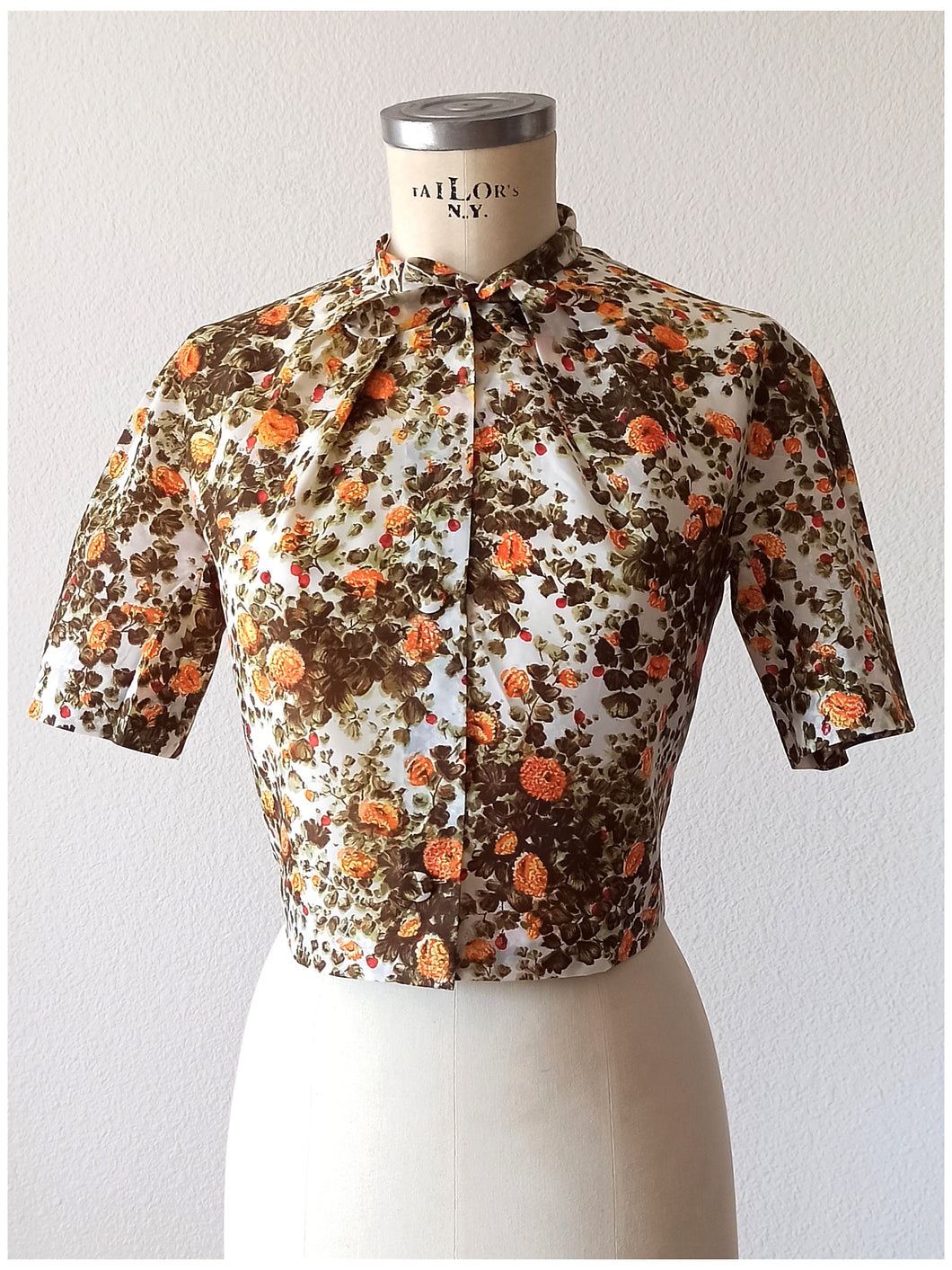 1950s 1960s - Floral Satin Bolero - W34 (86cm)