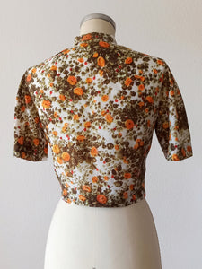 1950s 1960s - Floral Satin Bolero - W34 (86cm)