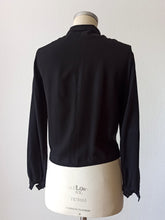 Cargar imagen en el visor de la galería, 1950s 1960s - Black Crepe Blouse
