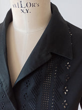 Charger l&#39;image dans la galerie, 1950s 1960s - Black Cotton Blouse - Sz 50
