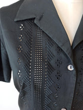 Charger l&#39;image dans la galerie, 1950s 1960s - Black Cotton Blouse - Sz 50

