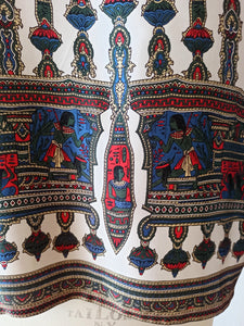 1960s - Egyptian Novelty Satin Silk Blouse - Sz. L/XL