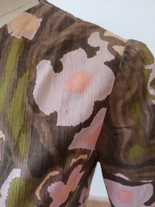 1960s - Floral Cotton Blouse