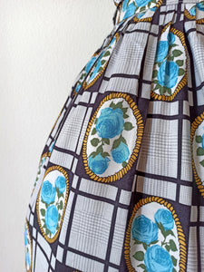 1950s 1960s - Exquisite German Roseprint Rayon Dress - W29 (74cm)