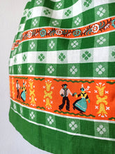 Cargar imagen en el visor de la galería, 1950s - MILANO - Adorable Plaid Green Folk Print Dress - W26 (66cm)

