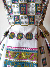 Cargar imagen en el visor de la galería, 1950s 1960s - Gorgeous Geometric Print Cotton Dress - W27.5 (70cm)
