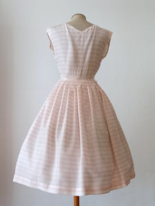 1950s - Pink Striped Satin Dress - W28.5 (72cm)