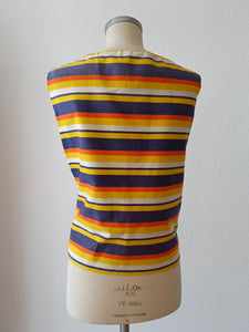 1960s - LEISURE LADY, USA - Striped Blouse - Sz L/XL