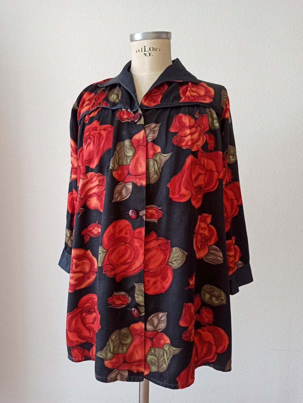 1950s 1960s - SERMO - Stunning Roseprint Duster