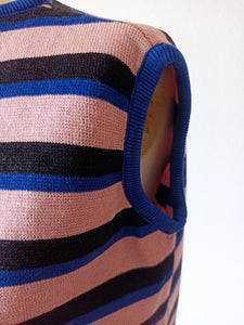 1960s - Striped Cotton Knit Top - Sz L