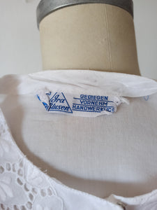 1960s - IRA BLUSEN, Germany - White Cotton Blouse - Sz 40