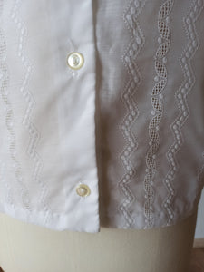1960s - TREVIRA, Germany - White Blouse - Sz 44