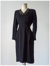 Load image into Gallery viewer, 1940s - Stunning Black Silk Crepe Dress - W29 (74cm)
