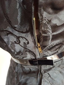 1950s - Outstanding Beauty Black Silk Satin Dress - W25 (64cm)