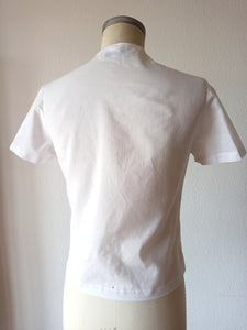 1960s - IRA BLUSEN, Germany - White Cotton Blouse - Sz 40