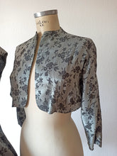 Load image into Gallery viewer, 1950s - Stunning Silver Satin Rayon Bolero Dress - W32 (82cm)
