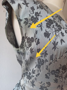 1950s - Stunning Silver Satin Rayon Bolero Dress - W32 (82cm)