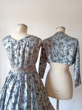 Load image into Gallery viewer, 1950s - Stunning Silver Satin Rayon Bolero Dress - W32 (82cm)
