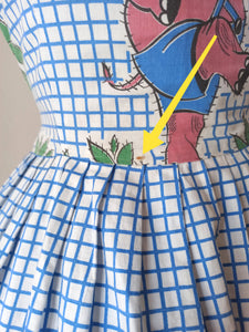 1950s 1960s - Elephant Novelty Print Cotton Dress - W26 (66cm)