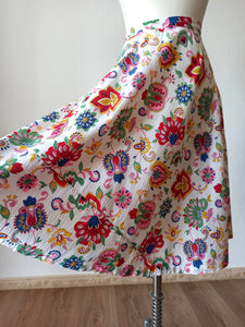1940s - Floral Cotton Skirt - W27.5 (70cm)