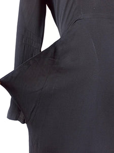 1940s - Stunning Black Silk Crepe Dress - W29 (74cm)