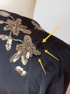 1940s - Stunning Black Silk Crepe Dress - W29 (74cm)