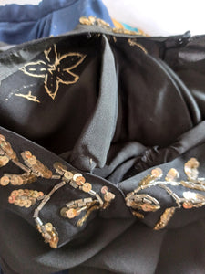 1940s - Stunning Black Silk Crepe Dress - W29 (74cm)