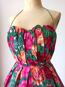 1950s - Roseprint Rayon Dress - W21.5 (54cm)