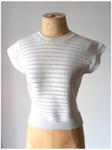 1950s - White Knit Jumper - XS/S
