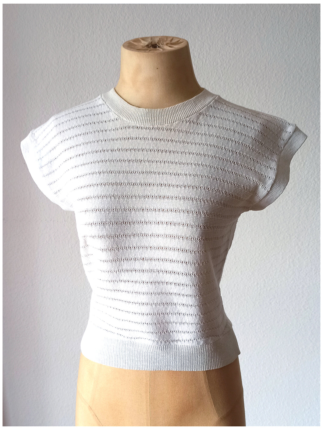 1950s - White Knit Jumper - XS/S