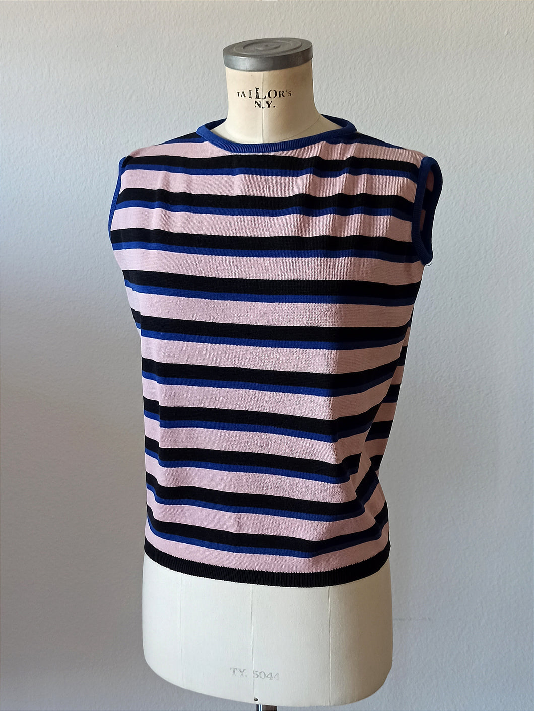 1960s - Striped Cotton Knit Top - Sz L