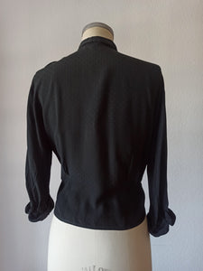 1940s 1950s - Black Rayon Blouse - Sz 46