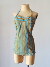 Cargar imagen en el visor de la galería, 1950s - FLORINE, France - Cotton Swimsuit - Sz 44
