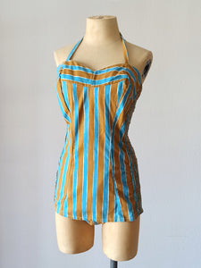1950s - FLORINE, France - Cotton Swimsuit - Sz 44