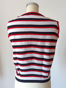 1960s - SUBLYM, Spain - Deadstock Red Striped Top - Sz 5