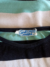 Cargar imagen en el visor de la galería, 1960s - SUBLYM, Spain - Deadstock Turquoise Striped Top - Sz 4
