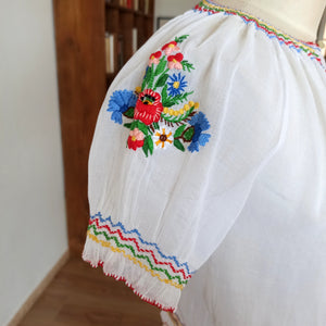 1940s 1950s - MODEX, Hungary - Exquisite Embroidery Blouse - Sz 40