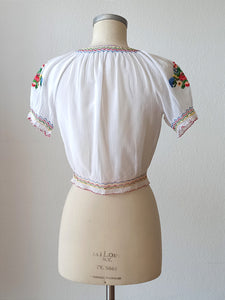 1940s 1950s - MODEX, Hungary - Exquisite Embroidery Blouse - Sz 40