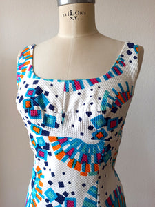 1960s - Stunning Waffle Cotton Dress - W30 (76cm)