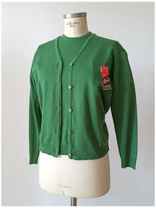 1950s 1960s - VICENTE, Spain - Deadstock Green Twin Set - Sz 5