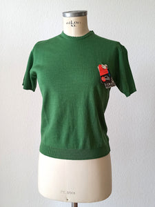 1950s 1960s - VICENTE, Spain - Deadstock Green Twin Set - Sz 5