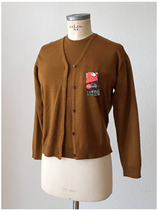 1950s 1960s - VICENTE, Spain - Deadstock Brown Twin Set - Sz 4