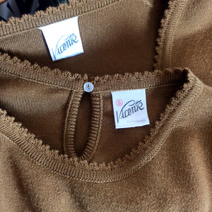 1950s 1960s - VICENTE, Spain - Deadstock Brown Twin Set - Sz 5